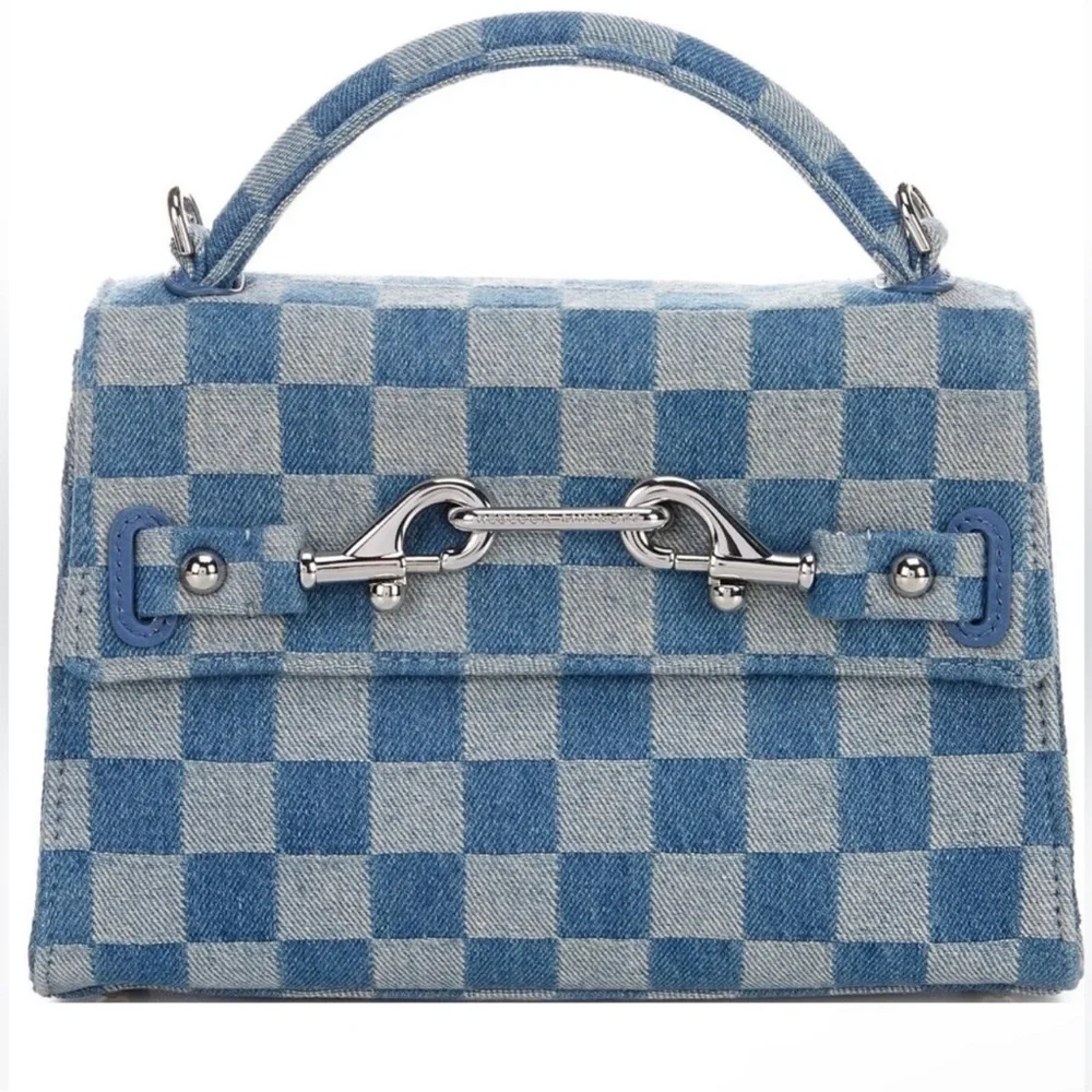 Rebecca Minkoff Lou Top Handle Denim Crossbody Bag in Light Blue/Dark Blue NWOT - Picture 4 of 9